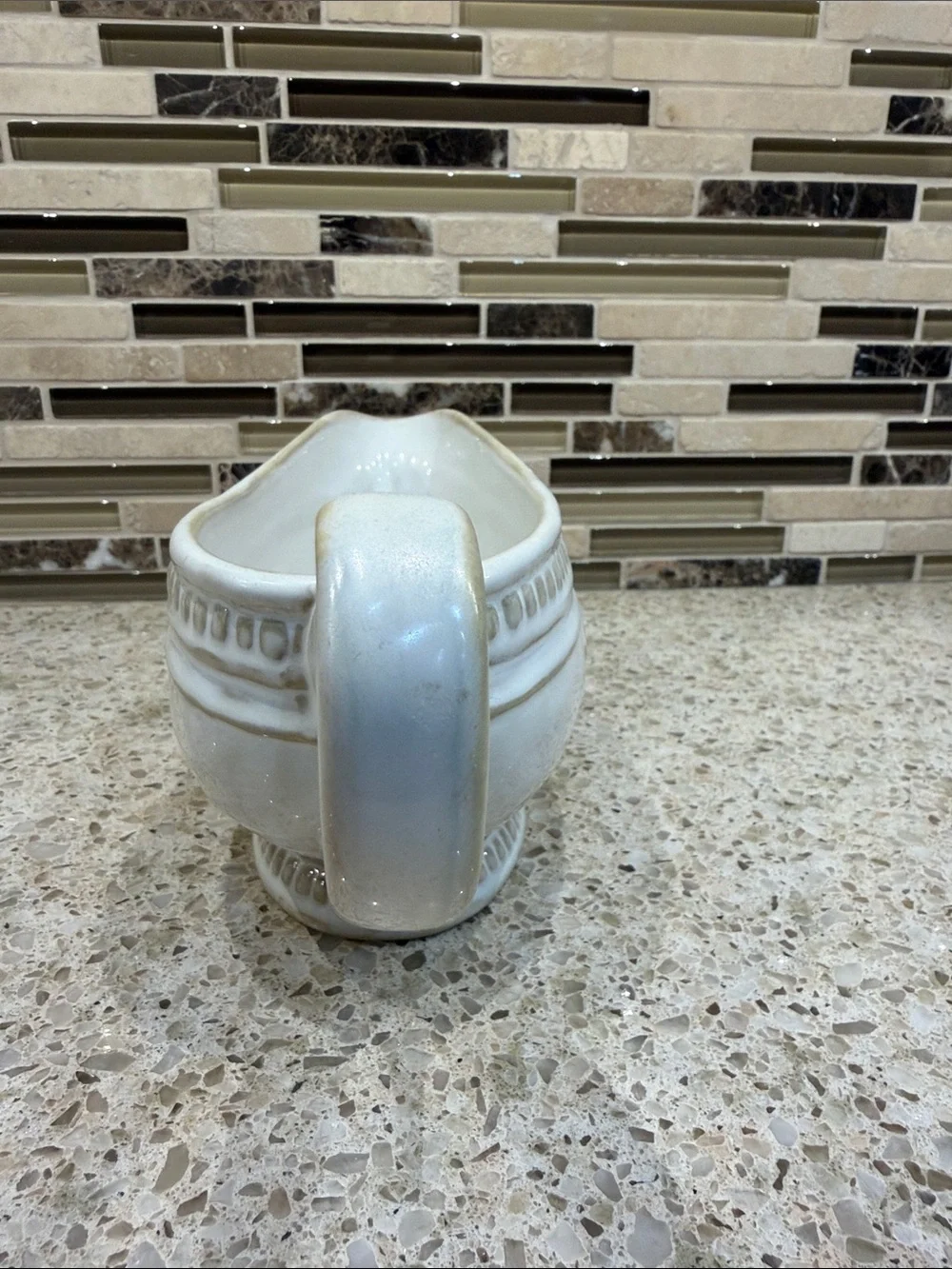 Pottery Barn white and cream gravy boat